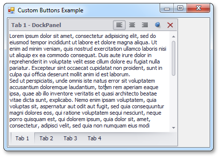 Custom Header Buttons - WinForms Dock Library by DevExpress